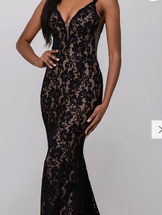 Jovani Dresses & Skirts - Jovani Black/Nude Lace Mermaid Prom Dress Size 2